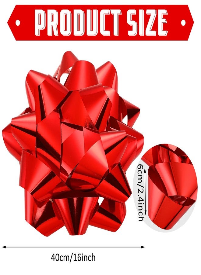 Knitgrip 16 Inch Big Red Bow Giant Valentine Gift Large Car Bow Pre-Assembled for Present Wrapping Holiday Decoration Huge Car Metallic Decoration for Bike House Tree Basket Door Party Birthday - Image 2